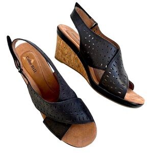 Cobb Hill by New Balance Black and Tan Wedge Sandals